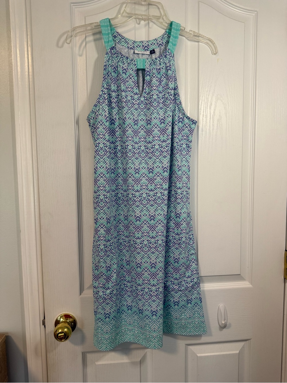 Cabana Life Aqua & Lavender Printed Midi Halter Dress